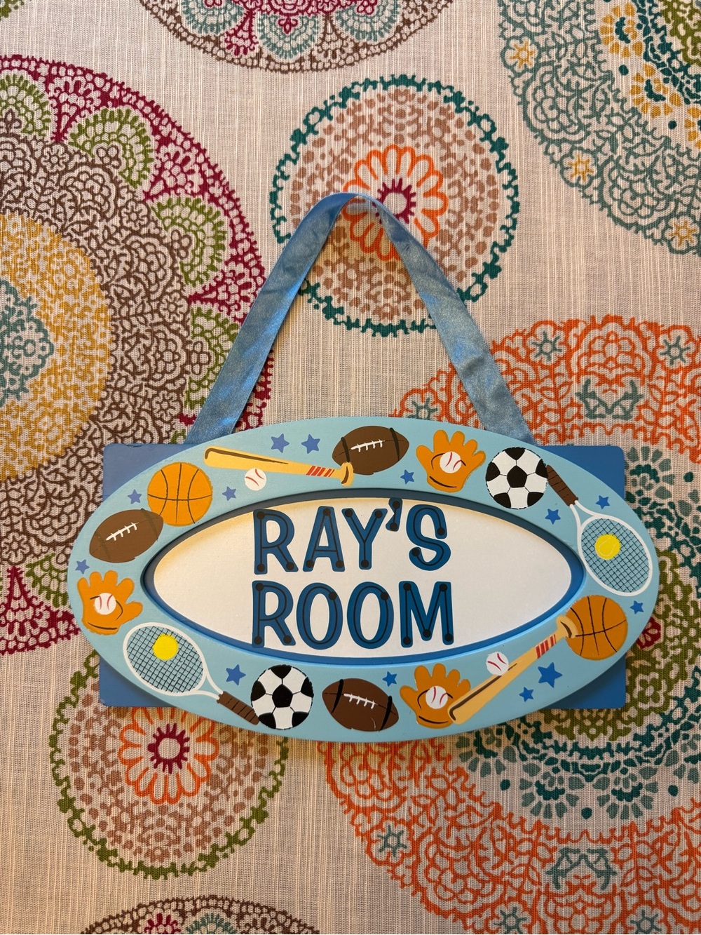 ADORABLE Personalized 'Ray's Room' Blue Sports Door/Wall Sign